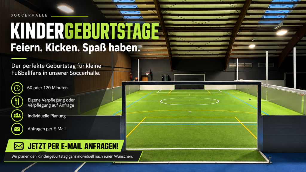 Kindergeburtstage bei Soccer Teck, 60 oder 120 Minuten, Eigene Verpflegung, Anfrage per Email
