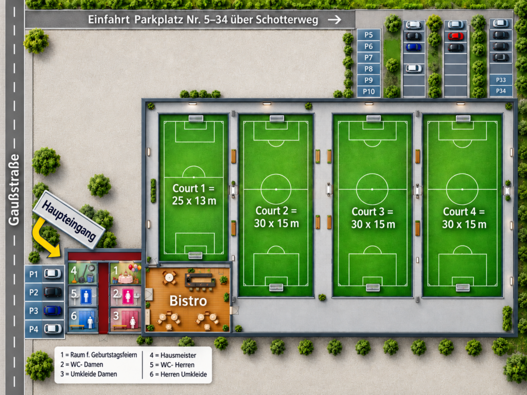 Hallenplan und Lageplan